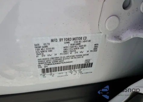 2023 Ford Explorer Police Interceptor from USA, damaged, VIN 1FM5K8AW9PNA04624